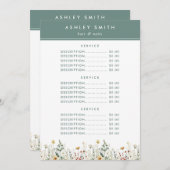 夏の野草場価格 メニュー (正面/裏面)