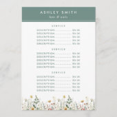 夏の野草場価格 メニュー (正面)