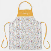 夏の野草模様 エプロン (正面)