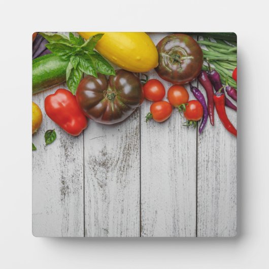 夏の野菜の収穫縁ど フォトプラーク (正面)