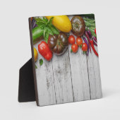 夏の野菜の収穫縁ど フォトプラーク (正面)