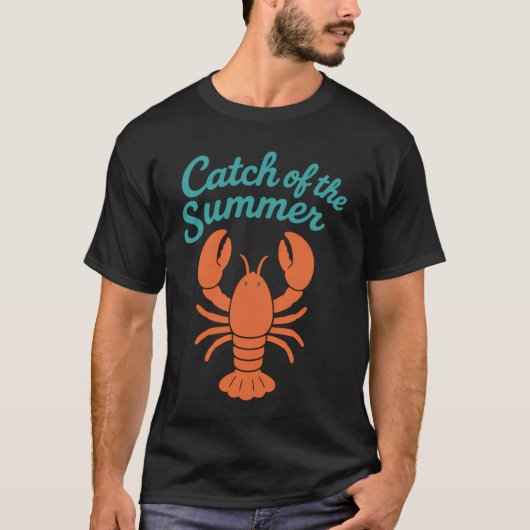 夏の釣果 ロブスター 海岸アートTシャツ Tシャツ (正面)