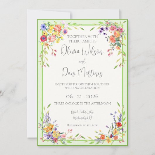 夏の開花フローラ結婚式招待状 招待状 (正面)