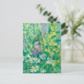 夏の開花ワイルドフラワーズメドーフラワーズアートフローラ ポストカード (スタンド正面)