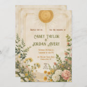 夏の開花結婚式招待状ヴィンテージフローラ 招待状 (正面/裏面)