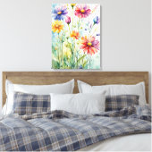 夏の開花 – 水彩の喜び キャンバスプリント (インサイチュ (寝室))