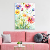 夏の開花 – 水彩の喜び キャンバスプリント (インサイチュ (リビング))