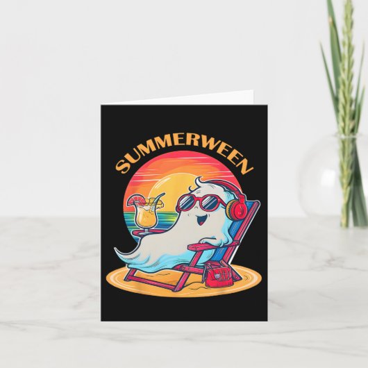 夏の間かわいい不気味夏の幽霊ハロウィンラブ カード (正面)