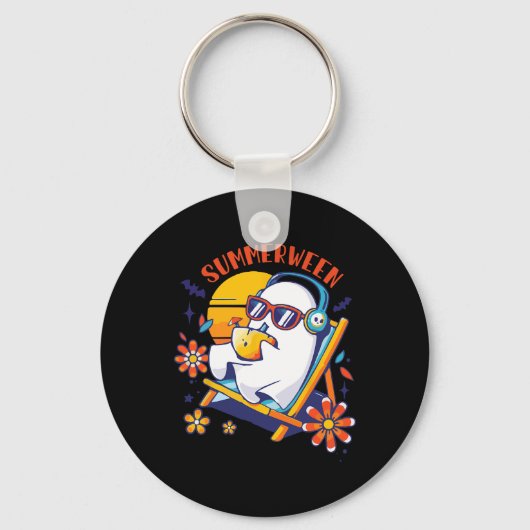 夏の間かわいい不気味夏の幽霊ハロウィンラブ キーホルダー (正面)