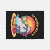 夏の間かわいい不気味夏の幽霊ハロウィンラブ フリースブランケット (正面(横))