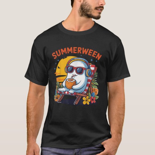 夏の間かわいい不気味夏の幽霊ハロウィンラブ Tシャツ (正面)
