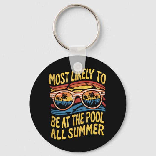 夏の間ずっとプールにいる可能性が高い キーホルダー (正面)