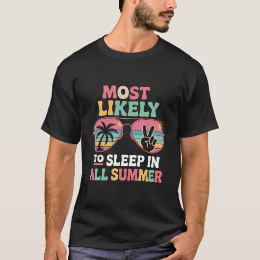 夏の間ずっと寝てそうな先生へのプレゼント Tシャツ (正面)