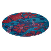 夏の雨のファンタジー花ブルーピンクフローラアート カッティングボード (角)