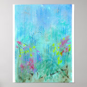夏の雨の抽象芸術水の色のポスター ポスター (正面)