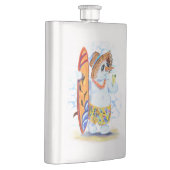 夏の雪だるまおもしろいサーファーが新鮮なカクテルを飲む  フラスク (右)