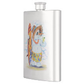 夏の雪だるまおもしろいサーファーが新鮮なカクテルを飲む  フラスク (左)