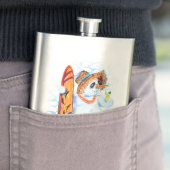 夏の雪だるまおもしろいサーファーが新鮮なカクテルを飲む  フラスク (インサイチュ)