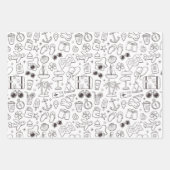夏の雰囲気かわいいカラフルドードルブラックとホワイト ラッピングペーパーシート (正面2)