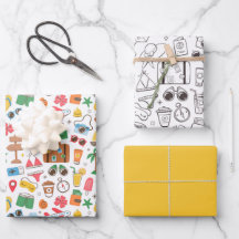 夏の雰囲気かわいいカラフルドードルブラックとホワイト