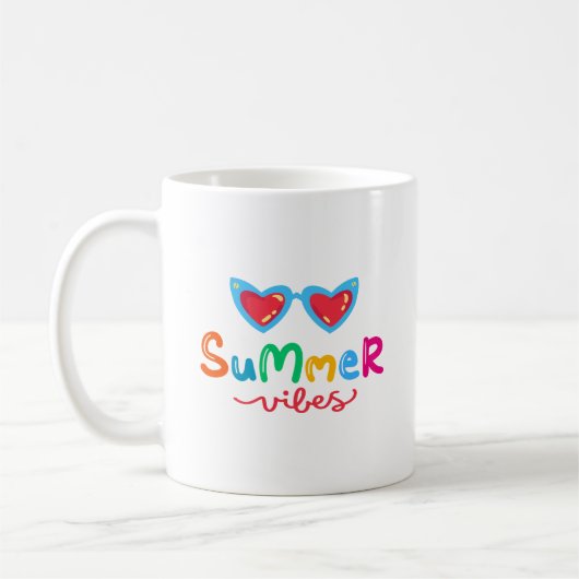 夏の雰囲気とサングラス コーヒーマグカップ (左)