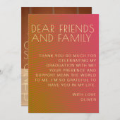 夏の雰囲気の卒業パラレル暖かいカラーライン サンキューカード (正面/裏面)