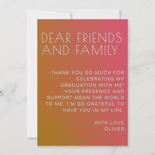 夏の雰囲気の卒業パラレル暖かいカラーライン サンキューカード (正面)