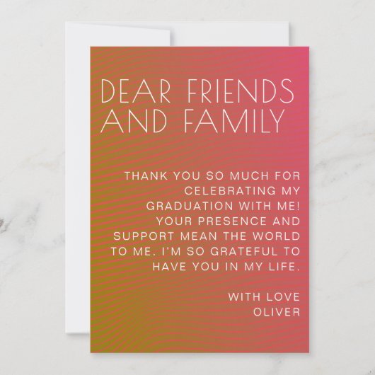 夏の雰囲気の卒業パラレル暖かいカラーライン サンキューカード (正面)