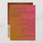 夏の雰囲気の卒業パラレル暖かいカラーライン 招待状 (正面/裏面)