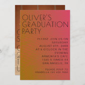 夏の雰囲気の卒業パラレル暖かいカラーライン 招待状 (正面/裏面)