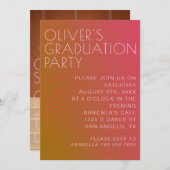 夏の雰囲気の卒業パラレル暖かいカラーライン 招待状 (正面/裏面)