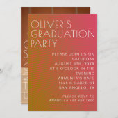 夏の雰囲気の卒業パラレル暖かいカラーライン 招待状 (正面/裏面)