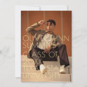 夏の雰囲気の卒業パラレル暖かいカラーライン 招待状 (裏面)