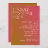 夏の雰囲気の平行な暖色線 招待状 (正面/裏面)