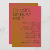 夏の雰囲気の誕生日の平行な暖かいカラーライン 招待状 (正面/裏面)