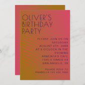 夏の雰囲気の誕生日の平行な暖かいカラーライン 招待状 (正面/裏面)