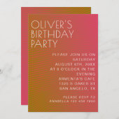 夏の雰囲気の誕生日の平行な暖かいカラーライン 招待状 (正面/裏面)