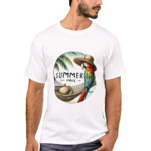 夏の雰囲気オウムTシャツ