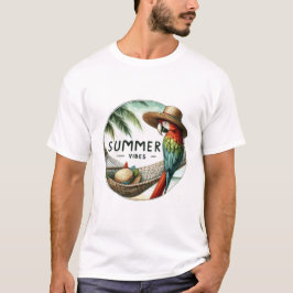 夏の雰囲気オウムTシャツ Tシャツ