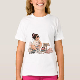 夏の雰囲気キュートガールバケーションTシャツ Tシャツ