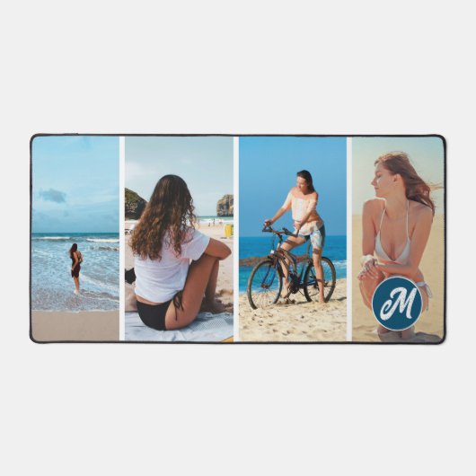 夏の雰囲気パーソナライズされた:フォトコラージュ&モノグラム デスクマット (正面)