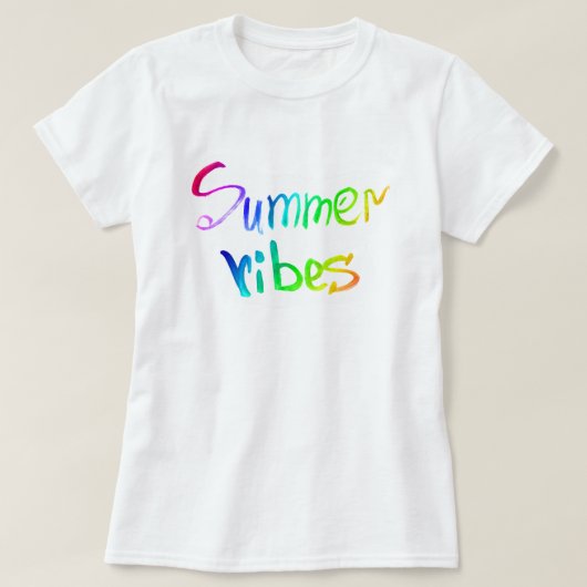 夏の雰囲気レインボー水彩書道 Tシャツ (デザイン正面)