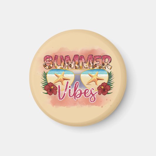 夏の雰囲気 |ヒトデ |沿岸ビーチ マグネット (正面)