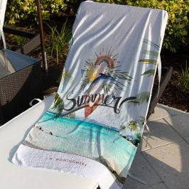 夏の雰囲気 |ボホレトロサマーサーフモノグラム ビーチタオル