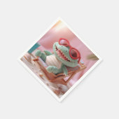 夏の雰囲気:休暇にチリンの緑豊かなワニ スタンダードカクテルナプキン (角)