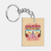 夏の雰囲気 | 沿岸ビーチサングラスデザイン キーホルダー (正面左)