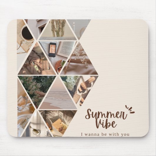 夏の雰囲気、私はあなたと一緒にしたい、ベージュカラー マウスパッド (正面)