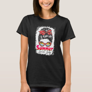 夏の雰囲気Messy Bun学校給食の最終日La Tシャツ
