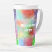 夏の雲カラフルお母さんおばあちゃんの水色 カフェラテマグ (右アングル)