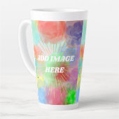 夏の雲カラフルお母さんおばあちゃんの水色 カフェラテマグ (左アングル)